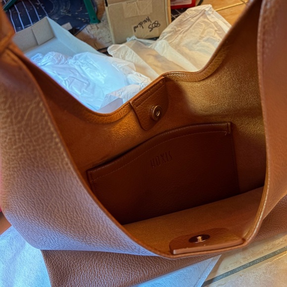 Hoxis Soft Vegan Leather Hobo Bag Camel Brown - Picture 4 of 4